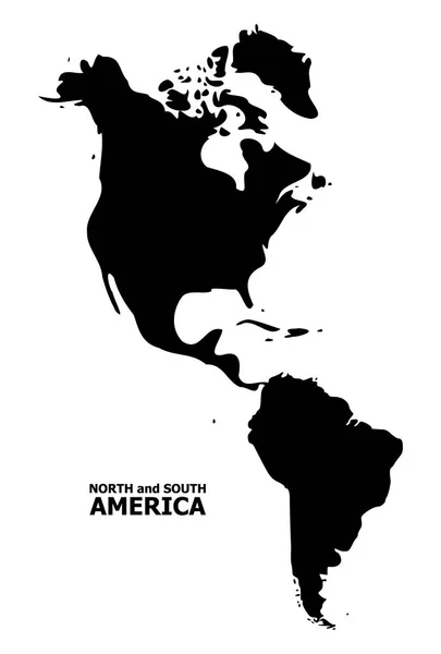 Mapa plano vectorial de América del Sur y del Norte con nombre — Vector de stock