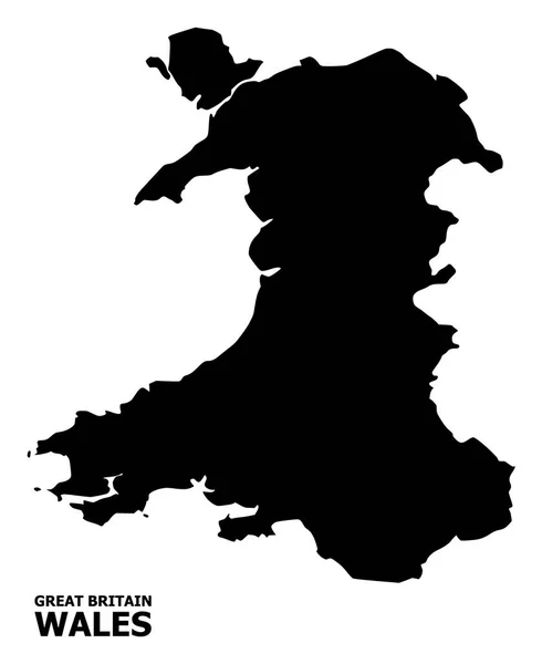 Vektor platt karta över Wales med bildtext — Stock vektor