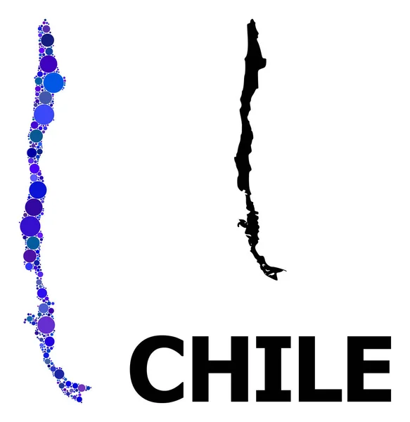 Kékkör mozaik Chile Térkép — Stock Vector