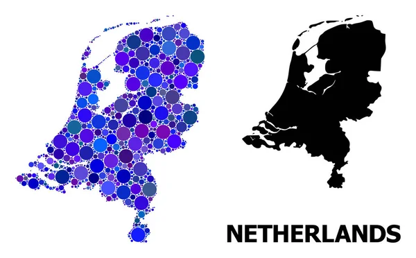 Kék kör Mozaiktérkép Hollandia — Stock Vector