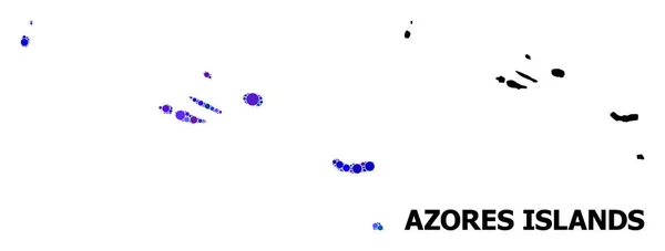 Синяя круговая карта Азорских островов — стоковый вектор