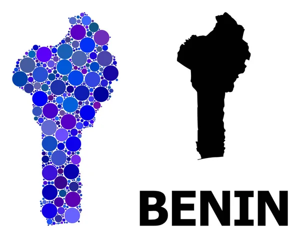 Mosaico Círculo Azul Mapa de Benin — Vector de stock