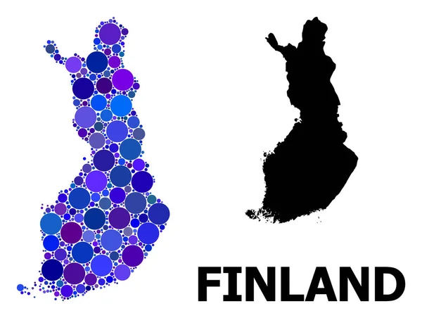 Blue Circle Mosaico Mappa di Finlandia — Vettoriale Stock