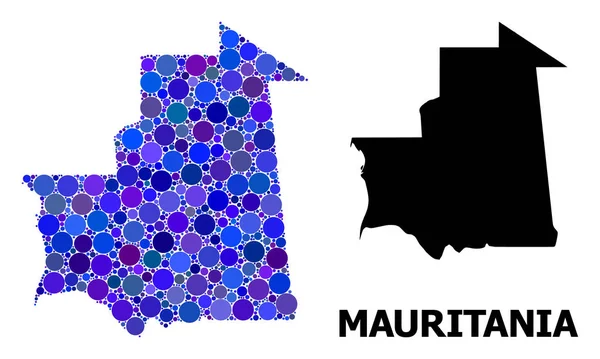 Mosaico del Círculo Azul Mapa de Mauritania — Vector de stock