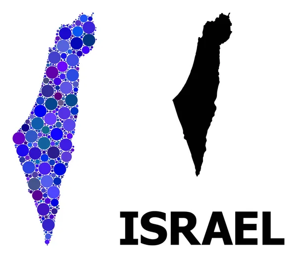 Círculo Azul Mosaico Mapa de Israel — Vector de stock