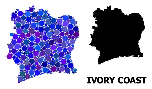 Mosaico del Círculo Azul Mapa de Costa de Marfil — Vector de stock