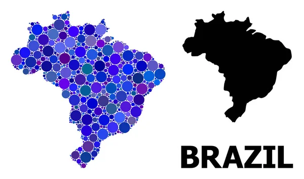 Mapa de Blue Round Dot Mosaic do Brasil — Vetor de Stock
