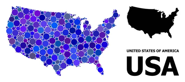 Голубая круглая карта США — стоковый вектор