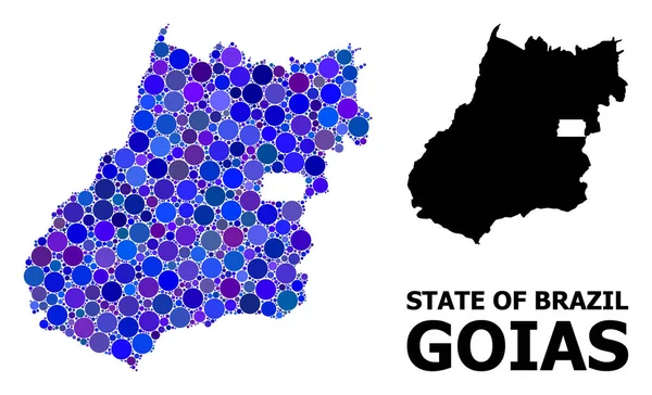 Blue Round Dot Mosaic Mapa do Estado de Goiás — Vetor de Stock