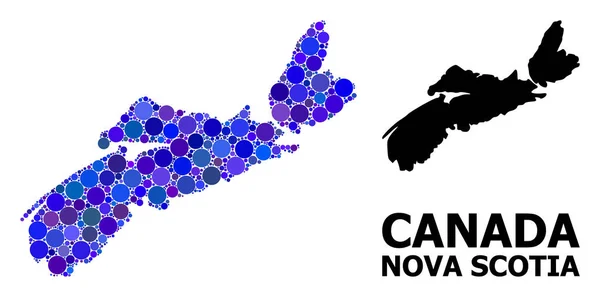 Blue Circle Mosaic Map of Nova Scotia Province — Stock Vector