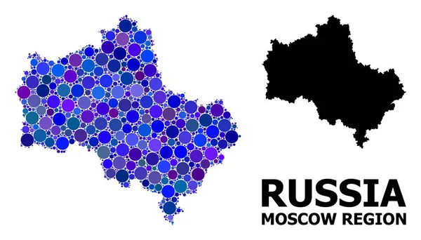 Moskova Bölgesi Mavi Daire Mozaik Haritası — Stok Vektör