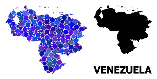 Blue Circle Mosaic Map of Venezuela — Stock Vector