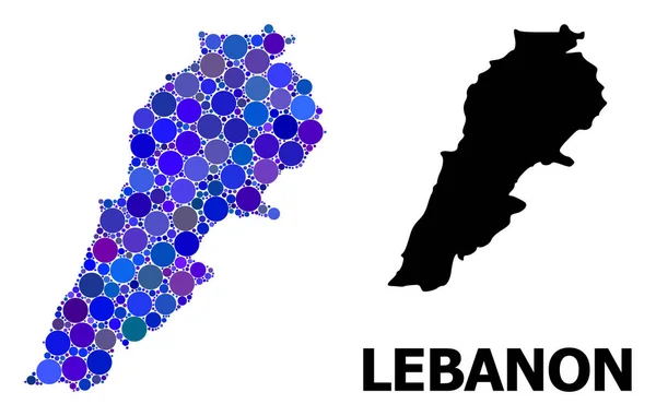 Blue Round Dot Mosaic Map of Lebanon — Stock Vector