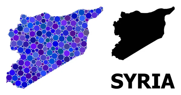 시리아의 블루 서클 모자이크 지도 — 스톡 벡터