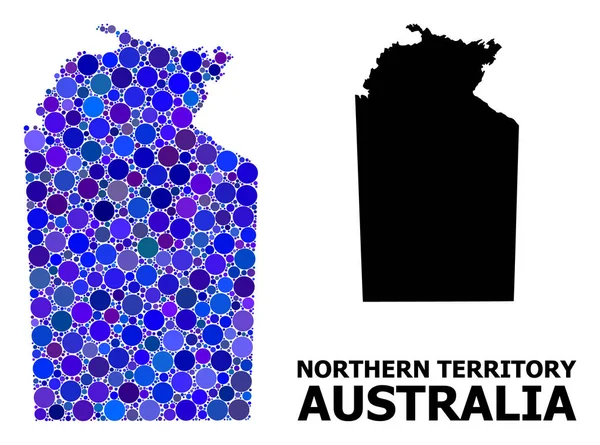 Blue Round Dot Mosaic Carte du Territoire australien du Nord — Image vectorielle