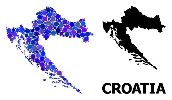 Mapa do mosaico do círculo azul de Croácia —  Vetores de Stock