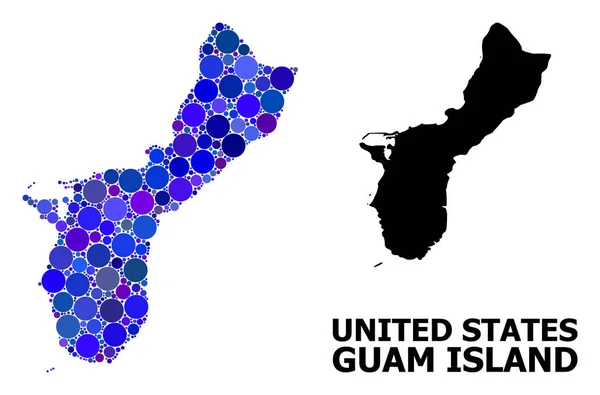 Голубая круглая карта острова Гуам — стоковый вектор