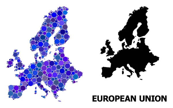 Blue Round Dot Mosaic Mapa da União Europeia — Vetor de Stock