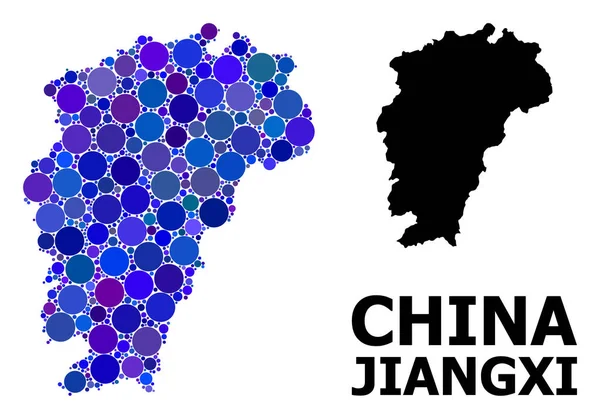 Blue Round Dot Mosaic Mappa della provincia di Jiangxi — Vettoriale Stock