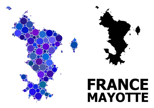 Blå cirkel mosaik karta över Mayotte Islands — Stock vektor