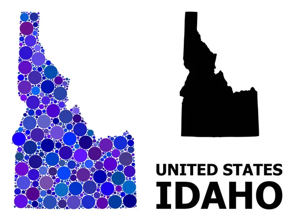 Blue Round Dot Mosaic mapa del estado de Idaho — Vector de stock