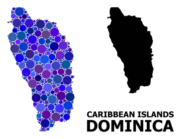 Círculo Azul Mosaico Mapa de Dominica Island — Archivo Imágenes Vectoriales