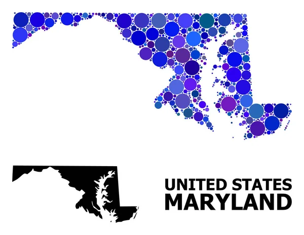 Círculo azul del mosaico Mapa del estado de Maryland — Archivo Imágenes Vectoriales