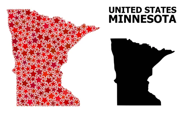Mappa Red Star Pattern di Minnesota State — Vettoriale Stock