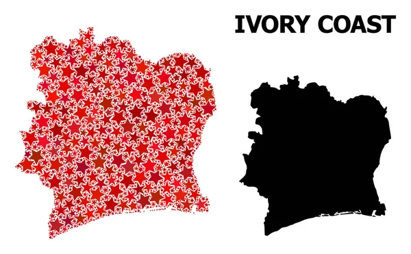Carte du motif de l'étoile rouge de Côte d'Ivoire — Image vectorielle