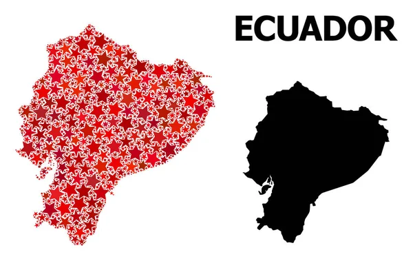 Красная звездная карта Эквадора — стоковый вектор
