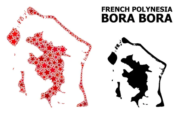 Mapa vermelho do mosaico estrelado de Bora-Bora — Vetor de Stock