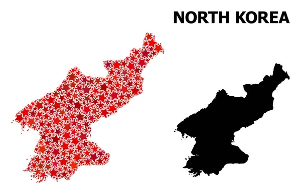 Mapa de Estrela Vermelha da Coreia do Norte —  Vetores de Stock