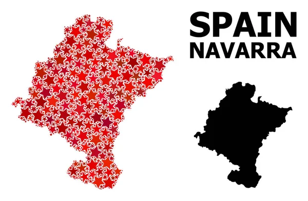 ナバラ州の赤い星付きモザイクマップ — ストックベクタ