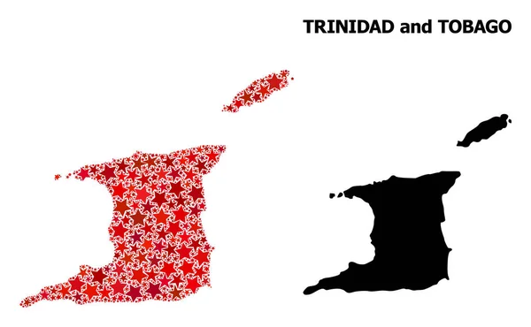 トリニダード・トバゴの赤い星モザイク地図 — ストックベクタ