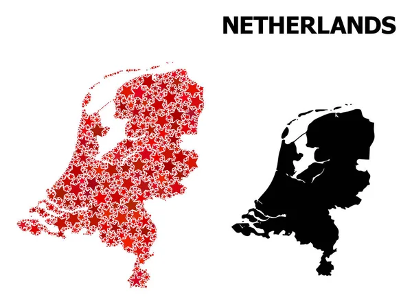 オランダの赤い星付きパターンマップ — ストックベクタ