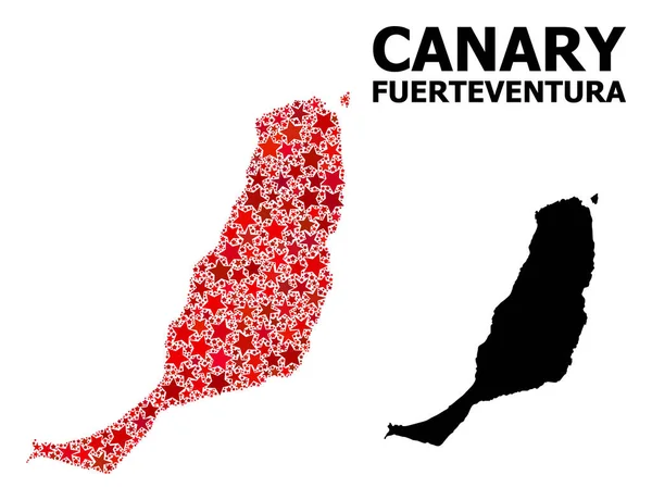 Красная звездная карта острова Фуэртевентура — стоковый вектор