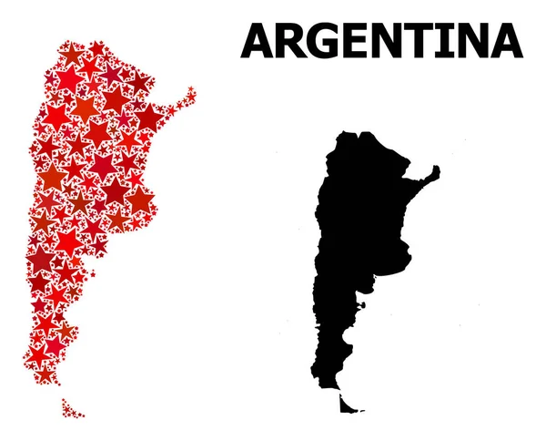 アルゼンチンの赤い星付きパターンマップ — ストックベクタ
