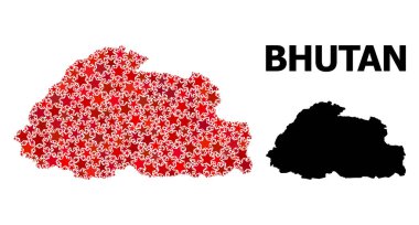 Butan Kırmızı Yıldızlı Mozaik Haritası