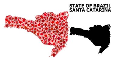 Santa Catarina Eyaleti Kırmızı Yıldızlı Mozaik Haritası