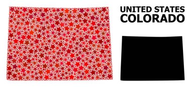 Colorado Eyaleti Kırmızı Yıldızlı Mozaik Haritası