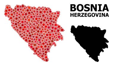 Bosna-Hersek Kırmızı Yıldızlı Desen Haritası