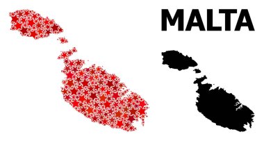 Malta Kırmızı Yıldızlı Desen Haritası