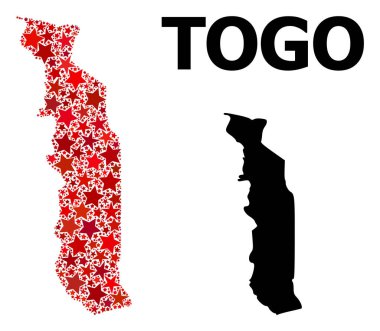 Togo Kırmızı Yıldızlı Desen Haritası