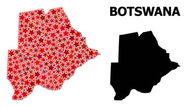 Botsvana Kırmızı Yıldızlı Mozaik Haritası