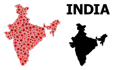 Hindistan Kırmızı Yıldızlı Mozaik Haritası