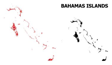Bahama adaları Kırmızı Yıldızlı Desen Haritası