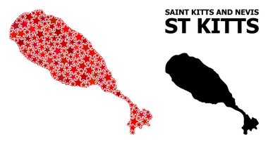 St Kitts Adası Kızılyıldız Mozaik Haritası