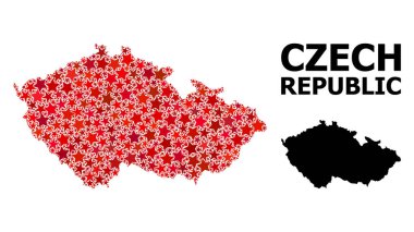 Çek Cumhuriyeti Kırmızı Yıldızlı Mozaik Haritası