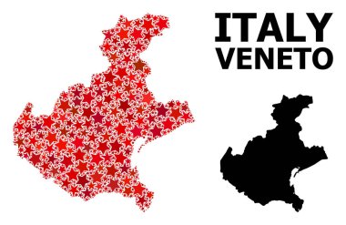 Veneto Bölgesi Kırmızı Yıldızlı Desen Haritası