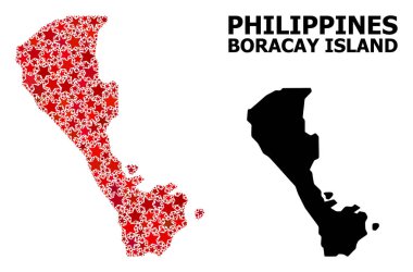 Boracay Adası Kızıl Yıldızlı Mozaik Haritası